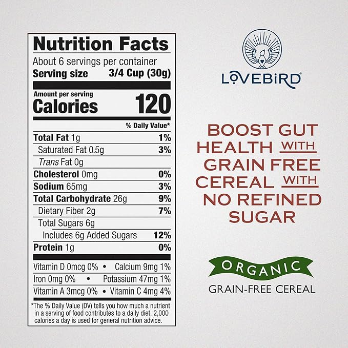 Lovebird Healthy Cereal That Actually Tastes Good - Organic & 100% Real Food, No Refined Sugar &