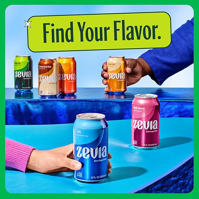 Zevia Zero Sugar Soda, Nostalgic Variety Pack, 12 oz Cans (24-Pack) ??Naturally Sweetened, Non-GMO