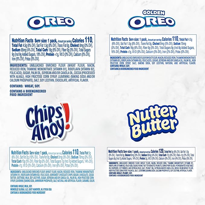 OREO Original, OREO Golden, CHIPS AHOY! & Nutter Butter Cookie Snacks Variety Pack, School Snacks