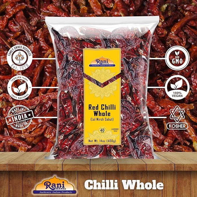 Rani Chilli Whole (Lal Mirch Sabut) 14oz (400g) ~ All Natural | Vegan | No Colors | Gluten Friendly