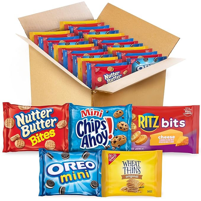 OREO Mini Cookies, Mini CHIPS AHOY! Cookies, RITZ Bits Cheese Crackers, Nutter Butter Bites & Wheat