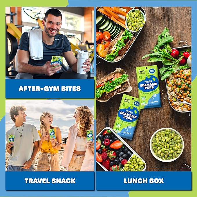 Crunchy roasted Edamame Beans snack (10 Pack sea salt) high Protein snack dry roasted edamame.