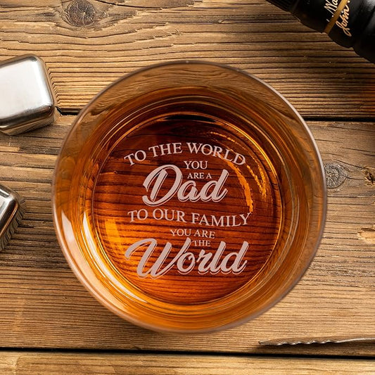 Whiskey Rocks Glass Father's Day Gift For Dad,14.2 Oz Old Fashioned Glasses Scotch, Birthday Gifts