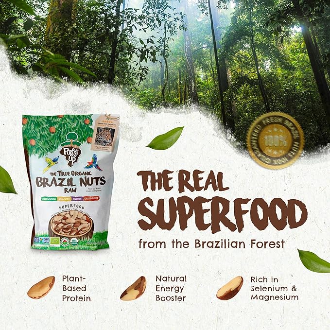 Snack The True Organic Brazil Nuts Medium Size 32 oz-2lbs – Raw and Unsalted – Kosher
