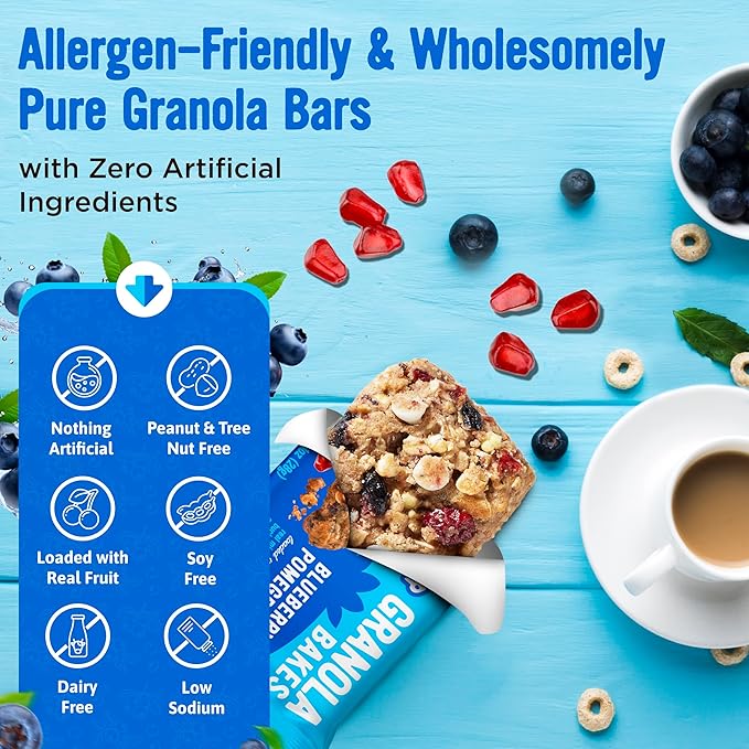 Cooper Street Blueberry Pomegranate Granola Bakes (48 Count) – Individually Wrapped Soft and Chewy
