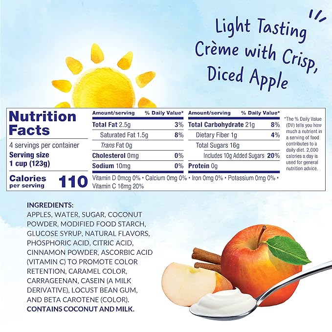 Dole Fruit Bowls Low Fat Apples & Creme Parfait Snacks, 4oz 24 Total Cups, Gluten & Dairy Free