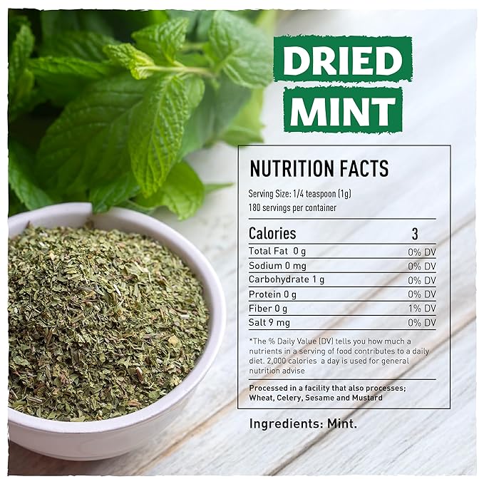 Eastanbul Dried Mint, 6.3oz, Dried Mint for Cooking, Peppermint Leaves, Perfect for Tea Loose Leaf