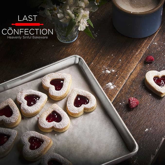Last Confection 6 Cookie Baking Sheets 9" x 13" - Small Rimmed Aluminum Jelly Roll Trays - Quarter