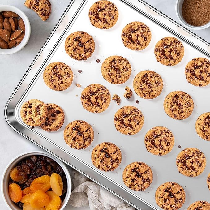 Homikit 2 Pack Baking Sheet, 18” x 13” Stainless Steel Large Cookie Pan Set for Oven, Heavy Duty