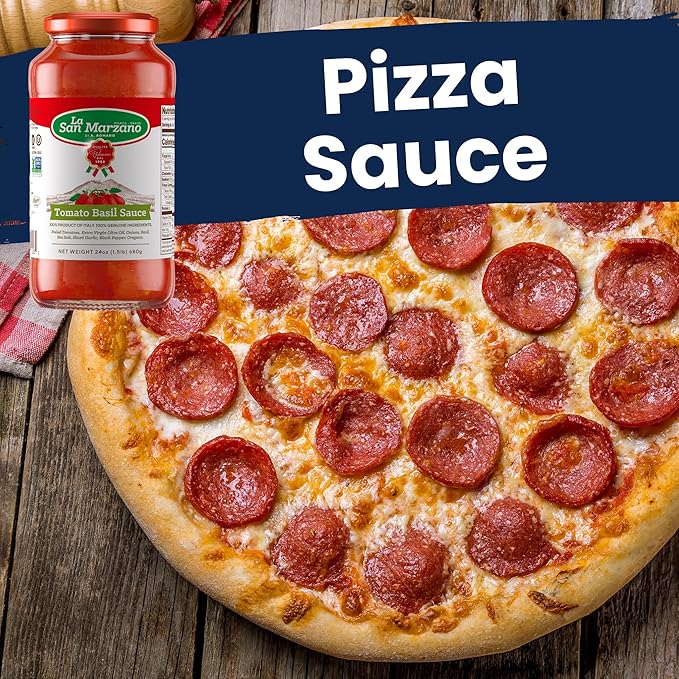 La San Marzano Tomato Basil Sauce, 24 oz, Pasta Sauce Made in Italy, All Purpose Tomato Premium