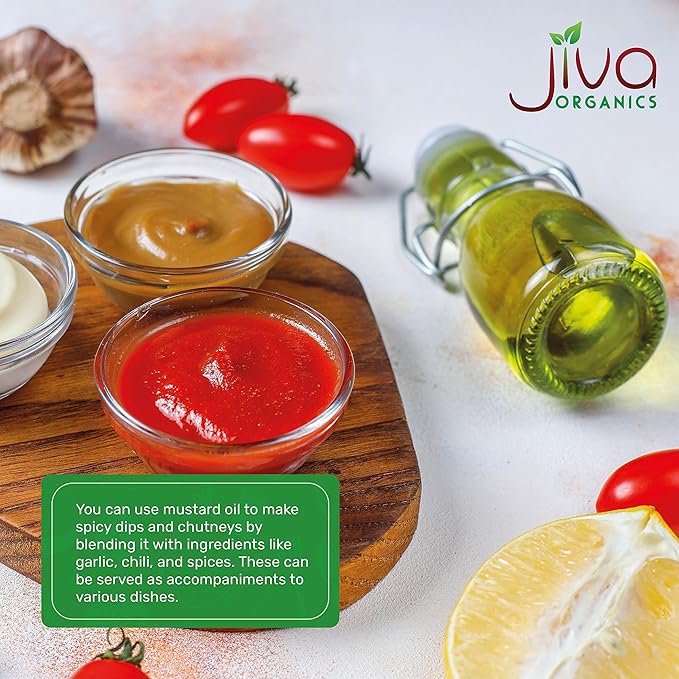 Jiva Organics Organic Mustard Oil 1 Liter Bottle (33.8 Ounce) - Non-GMO, Premium, Cold Pressed