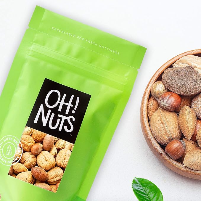 Oh! Nuts Mixed Nuts in Shell - Raw - 100% Natural - 4 lb - Jumbo-Sized Premium Shelled Nuts