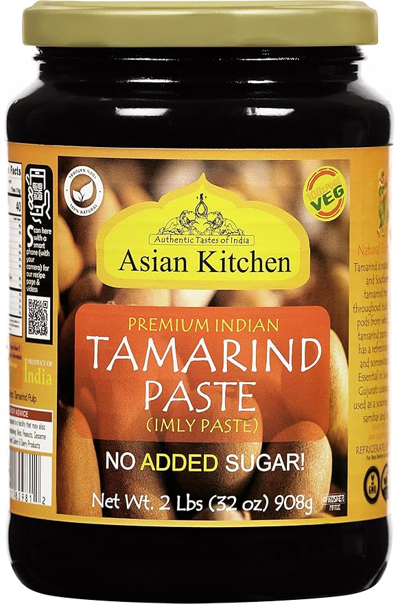 Asian Kitchen Tamarind Paste Puree (Imli) 32oz (908g) 2lbs Glass Jar, Gluten Free, No added sugar ~