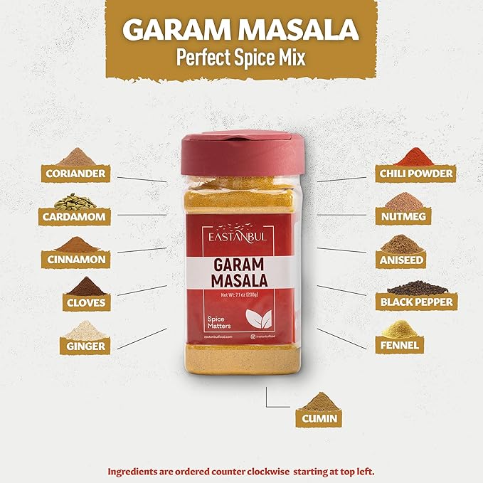 Eastanbul Garam Masala, 7.1oz Garam Masala Spice Powder Mix, Indian Spice, Top Culinary Grade