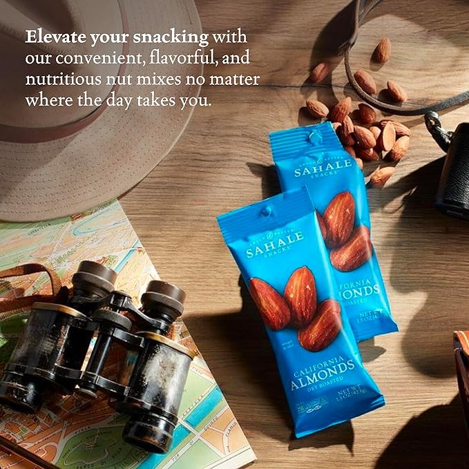 Sahale Snacks California Dry Roasted Almonds, 1.5 oz Grab & Go Bags (18 Packs) - Dry-Roasted