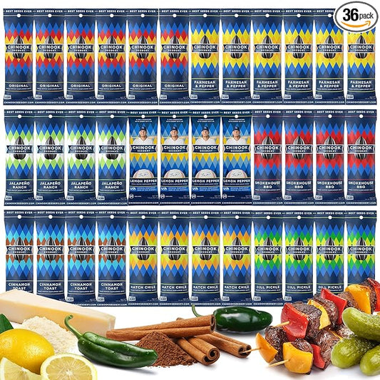Chinook Seedery Roasted Sunflower Seeds to Eat - 1.5 oz (Pack of 36) Variety Packs - Jumbo Low