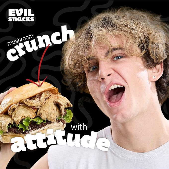 EVIL SNACKS Crunchy Mushroom Chips - Original, Non-GMO Project Verified, Plant-Based, Vegan