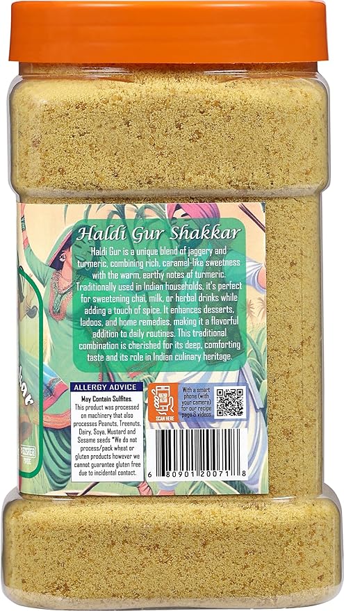 Rani Haldi Gur Shakkar (Turmeric with Indian Jaggery) Indian Unrefined Raw Cane Sugar 35oz (2.2lbs)