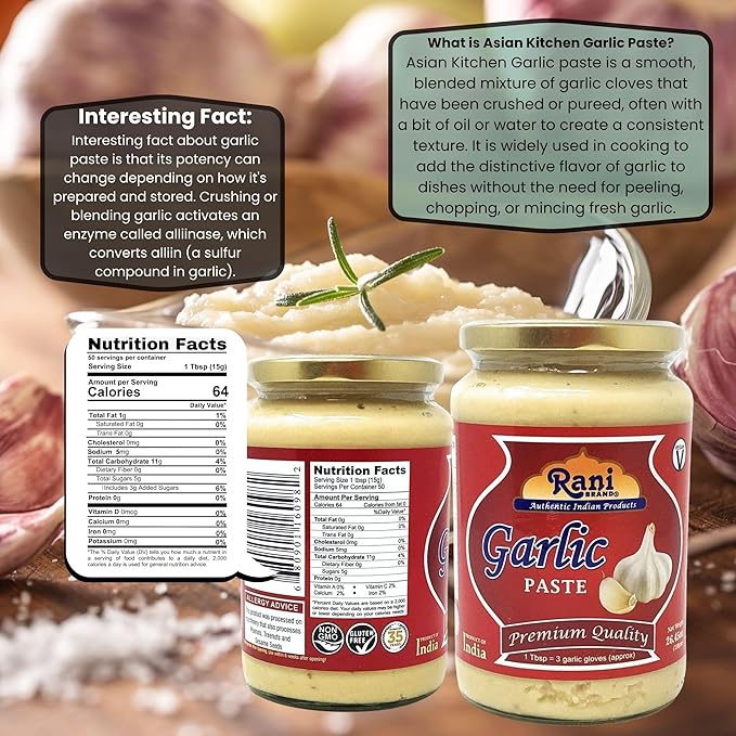 Asian Kitchen Garlic Cooking Paste 26.5oz (750g) Glass Jar ~ Vegan | Gluten Free | NON-GMO | No