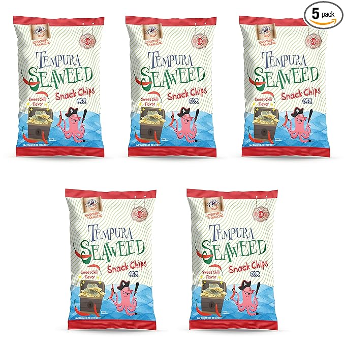 Japanese Tempura Seaweed Chips, Noriten ??Sweet Chili Flavor | 0.95oz x 5 Pack | Made in Japan by