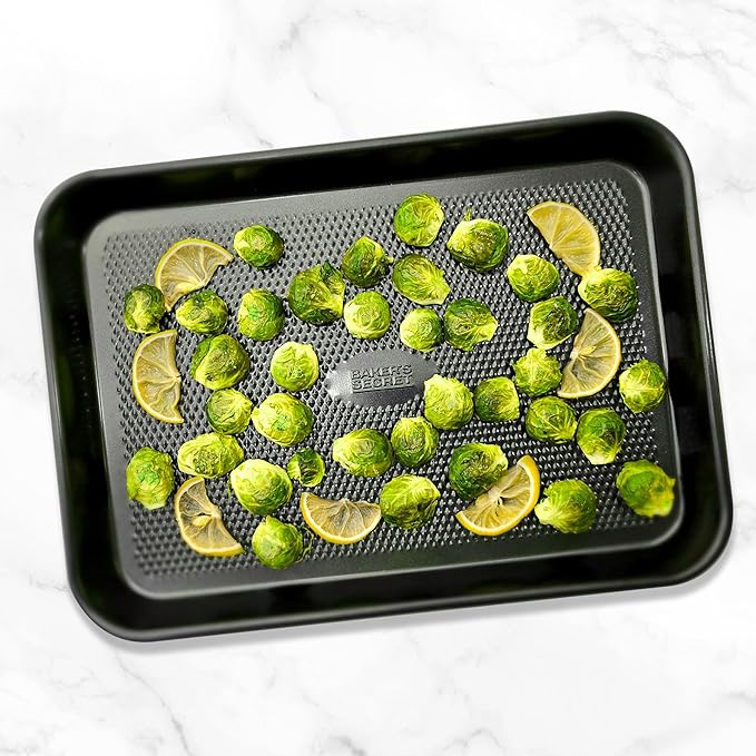 Baker's Secret Baking Sheet Pan Set, 3x Cookie Sheets for Oven, Diamond Texture Premium Air Flow