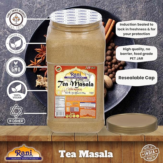 Rani Tea (Chai) Masala Indian Spice Blend 80oz (5lbs) 2.27kg Bulk PET Jar ~ All Natural | Vegan |