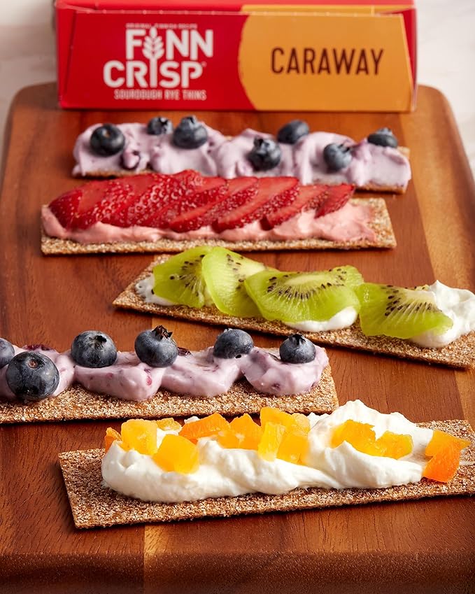 Finn Crisps Rye Crispbread with Caraway 7oz | Thin, Crispy Rye Flatbreads with Caraway | Authentic