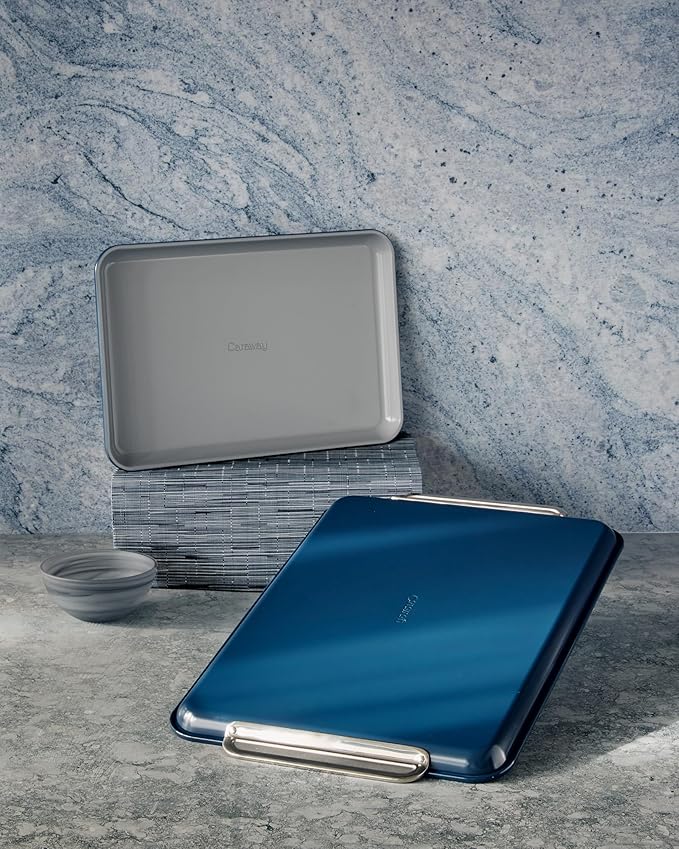 Caraway Non-Stick Ceramic Baking Sheet Duo - Naturally Slick Ceramic Coating - Non-Toxic, PTFE &