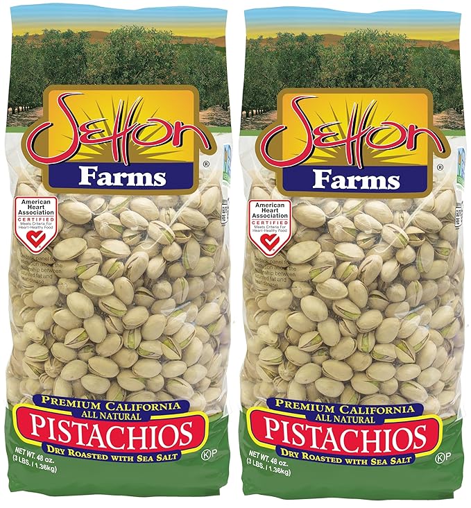 Setton Farms Premium Pistachios, Dry Roasted with Sea Salt, 48 Oz Bag (Pack of 2) Total 96 Oz. / 6
