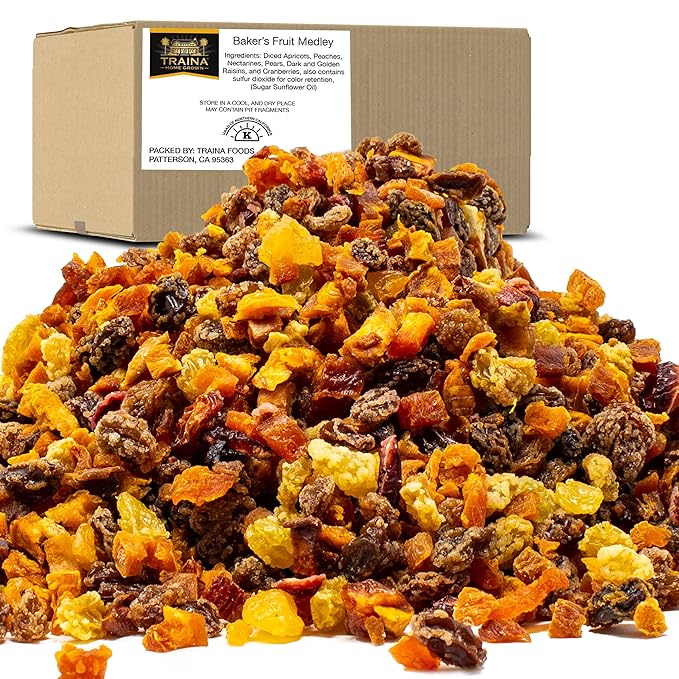 Traina Home Grown Sun Dried Baker?셲 Fruit Medley - Diced Peaches, Cranberries, Apricots, Pears