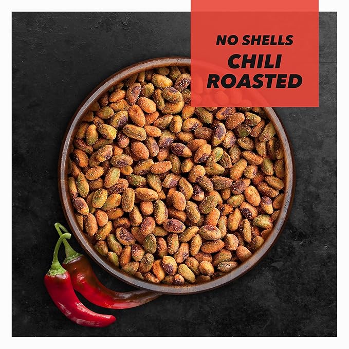 Wonderful Pistachios No Shells, Chili Roasted Nuts, 11 Ounce Bag (Pack of 3), Protein Snacks