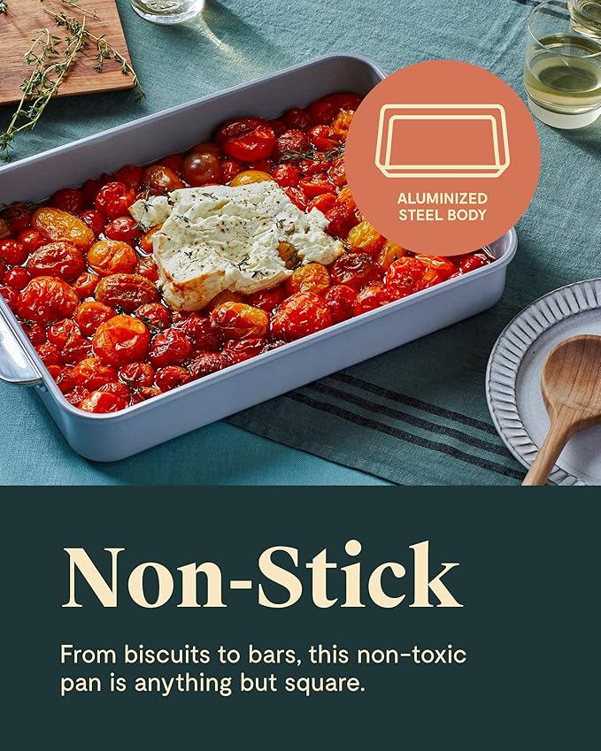 Caraway Non-Stick Ceramic 9”x13” Rectangle Pan Duo - Naturally Slick Ceramic Coating - Non-Toxic