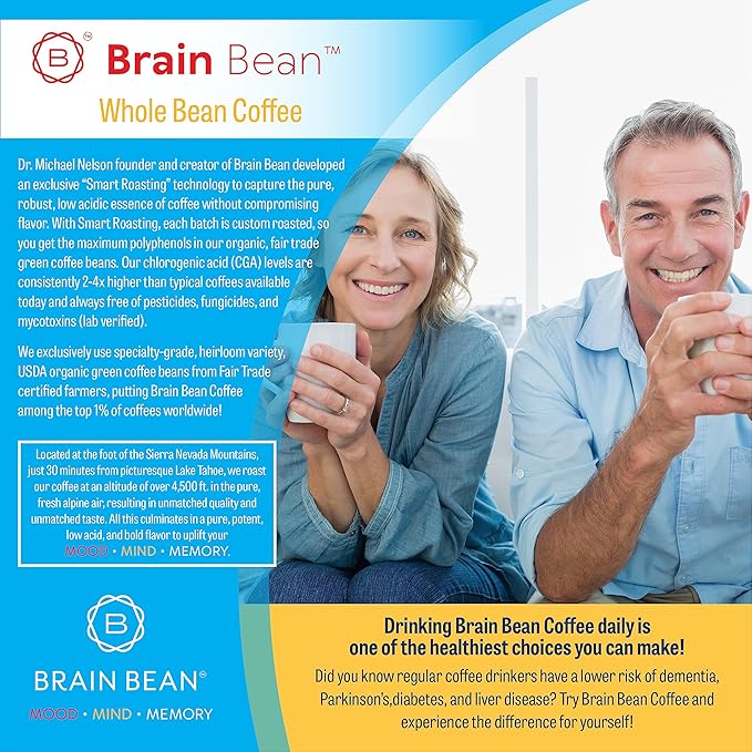 Brain Bean Organic Coffee ??Smooth Taste & Rich Medium Roast ??High Antioxidant & USDA certified