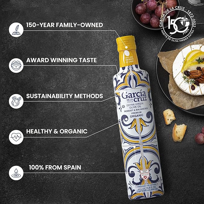 GARCÍA DE LA CRUZ - Organic Extra Virgin Olive Oil, Master Miller Premium Oil, Almond and Tomato