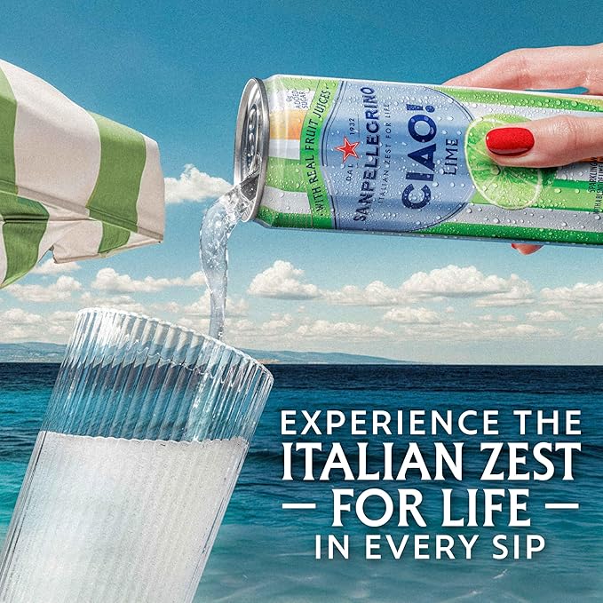 Sanpellegrino CIAO Lime Sparkling Water, Low-Calorie Italian Sparkling Water with Real Fruit