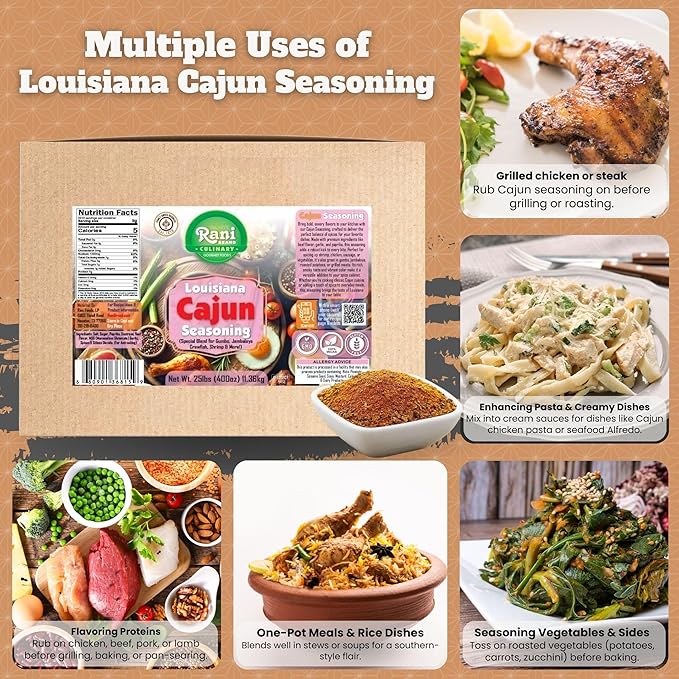 Rani Louisiana Cajun Seasoning (Special Blend for Gumbo, Jambalaya Crawfish, Shrimp) 400oz (25lbs)