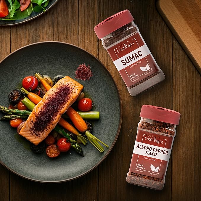 Aleppo Pepper and Sumac, Aleppo Pepper Flakes 5.3oz, Sumac Spice 6.4oz, Spice Set of Pul Biber and