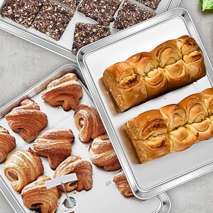 Homikit Baking Cookie Sheet Set of 2, Stainless Steel Cooking Sheets Pan Tray for Oven, 20 x 14