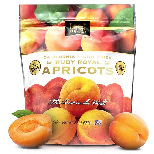 Traina Home Grown California Sun Dried Ruby Royal Apricots - Healthy, No Sugar Added, Non GMO