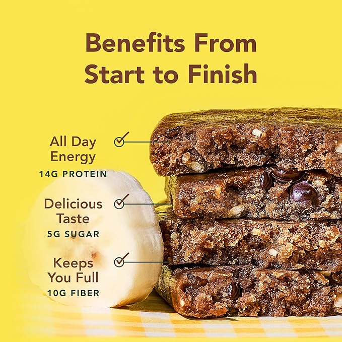 ALOHA Organic Plant Based Protein Bars - Banana Bread Chocolate Chip - 12 Count, 1.9oz Bars - Vegan