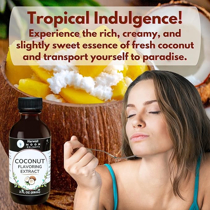 Natural Coconut Extract - 2 oz - Water-Soluble - By Harvest Moon Delights - Coconut Extract for