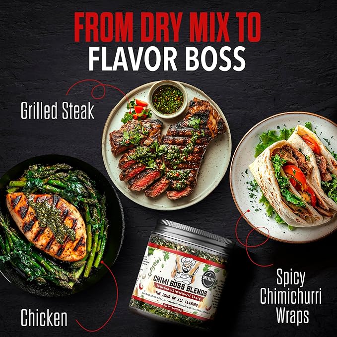 Chimi Boss Blends Infierno Chimichurri Dry Seasoning, 4 oz – Spicy Argentinian Herb & Chili Rub