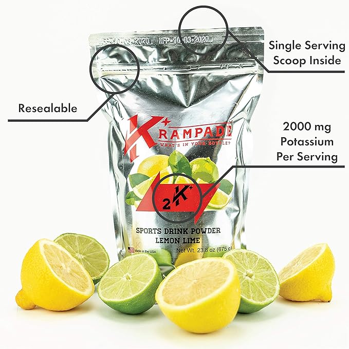 Electrolytes Powder Potassium Supplement - 2000 mg K+, >2X More Than Coconut Water | Cramp Relief