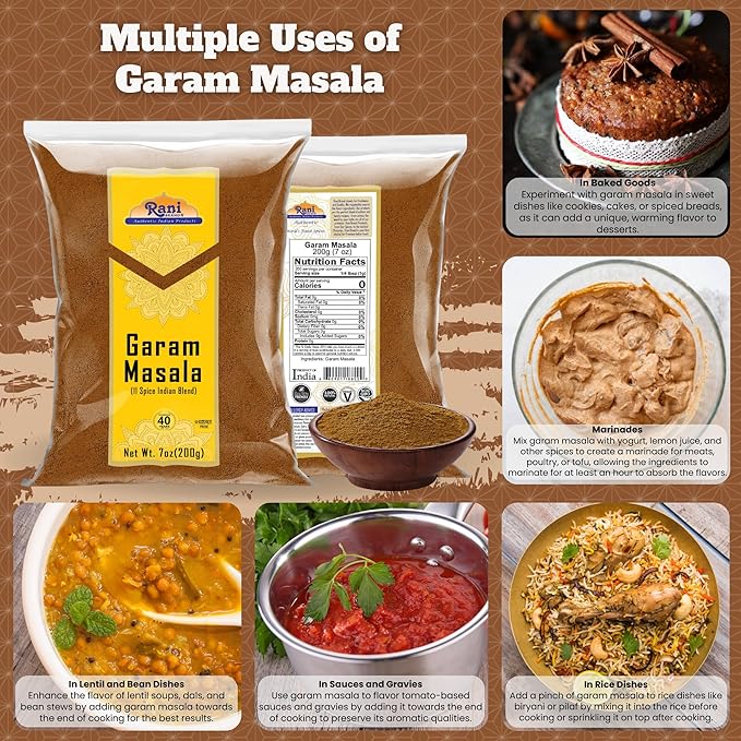 Rani Garam Masala Indian 11-Spice Blend 7oz (200g) ~ All Natural, Salt-Free | Vegan | No Colors |