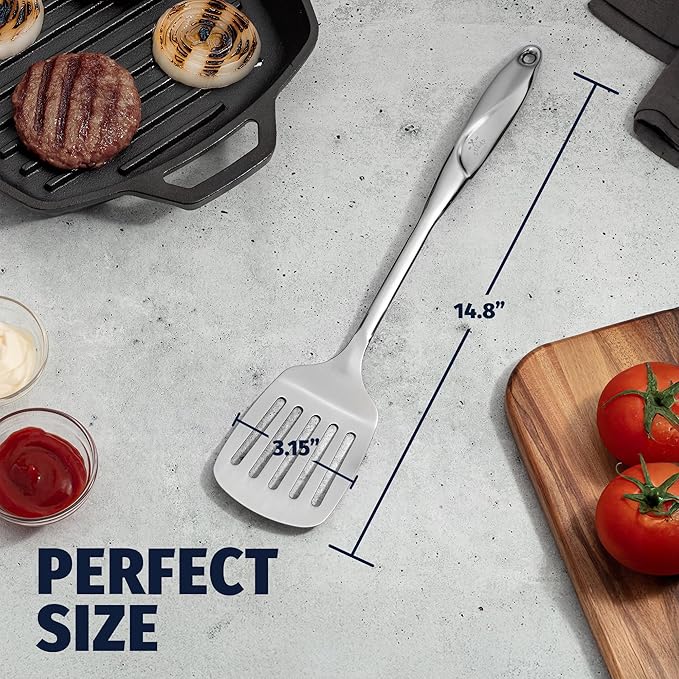 Zulay Kitchen Stainless Steel Metal Spatula ??Lightweight, Strong & Durable Metal Turner ??Easy to
