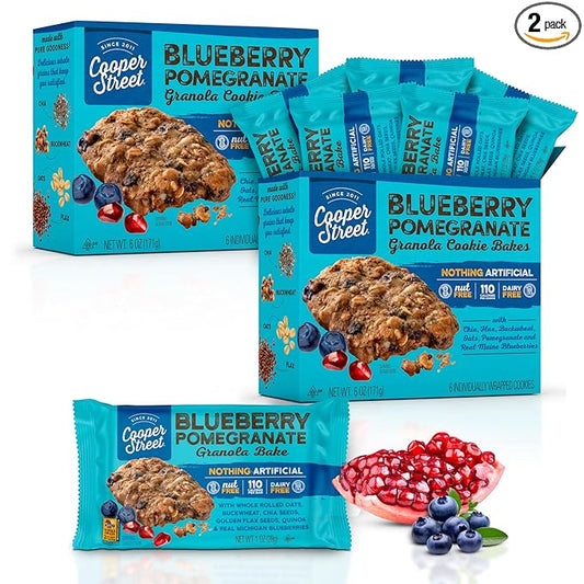 Cooper Street Granola Bakes in Delicious Blueberry Pomegranate Flavor | Healthy Chewy Granola Bars
