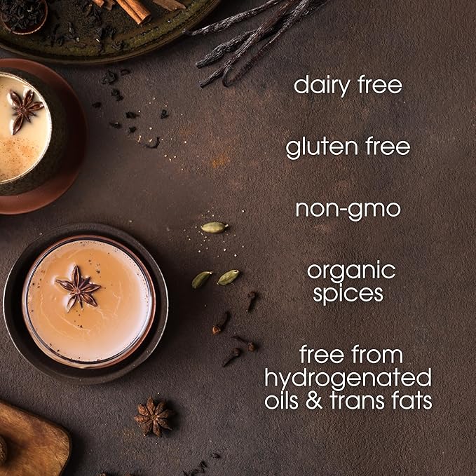 Elephant Vanilla Chai Tea Latte Mix, 64 Oz, Black Tea, Organic Spices, Dairy Free, Serve Hot or