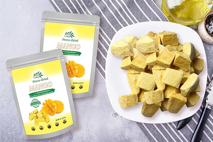 CHAVI Freeze-Dried Diced Mango | 4 oz | Pack of 2 x 2 oz | Healthy 1 Ingredient Superfood