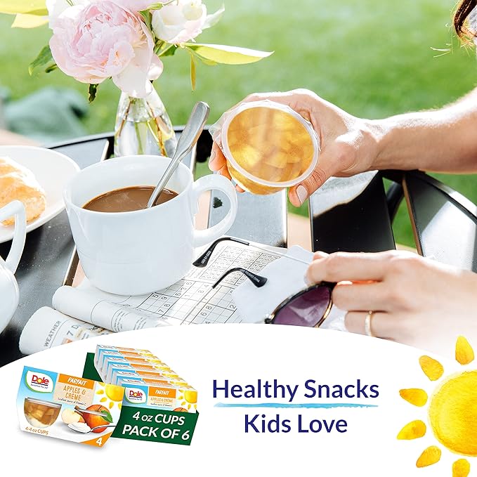 Dole Fruit Bowls Low Fat Apples & Creme Parfait Snacks, 4oz 24 Total Cups, Gluten & Dairy Free