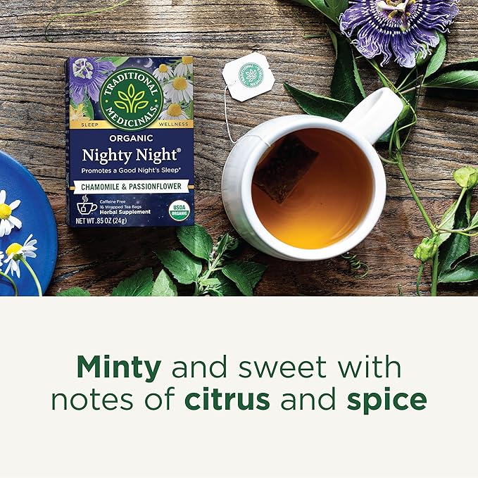 Traditional Medicinals Tea, Organic Nighty Night, Relax & Get a Good Night's Sleep, Includes